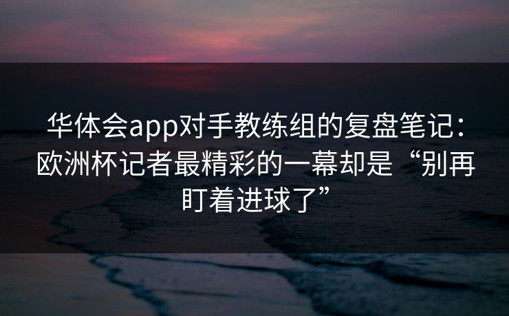 华体会app对手教练组的复盘笔记：欧洲杯记者最精彩的一幕却是“别再盯着进球了”