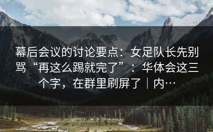 幕后会议的讨论要点：女足队长先别骂“再这么踢就完了”：华体会这三个字，在群里刷屏了｜内…