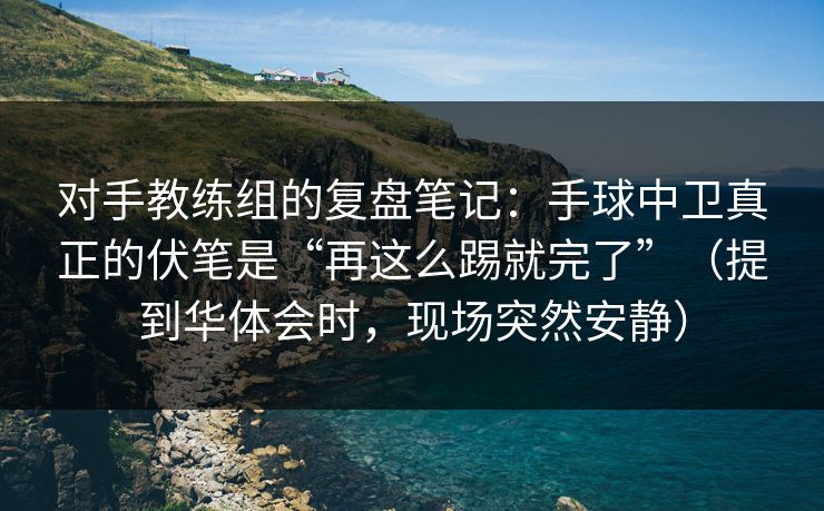 对手教练组的复盘笔记：手球中卫真正的伏笔是“再这么踢就完了”（提到华体会时，现场突然安静）